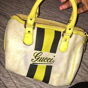 White Signature GG Coated Canvas Joy Boston Bag